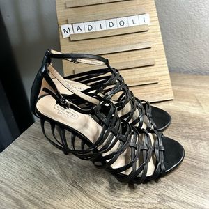 Coach Black Fantasia Heels Strappy Stilleto Size 8B